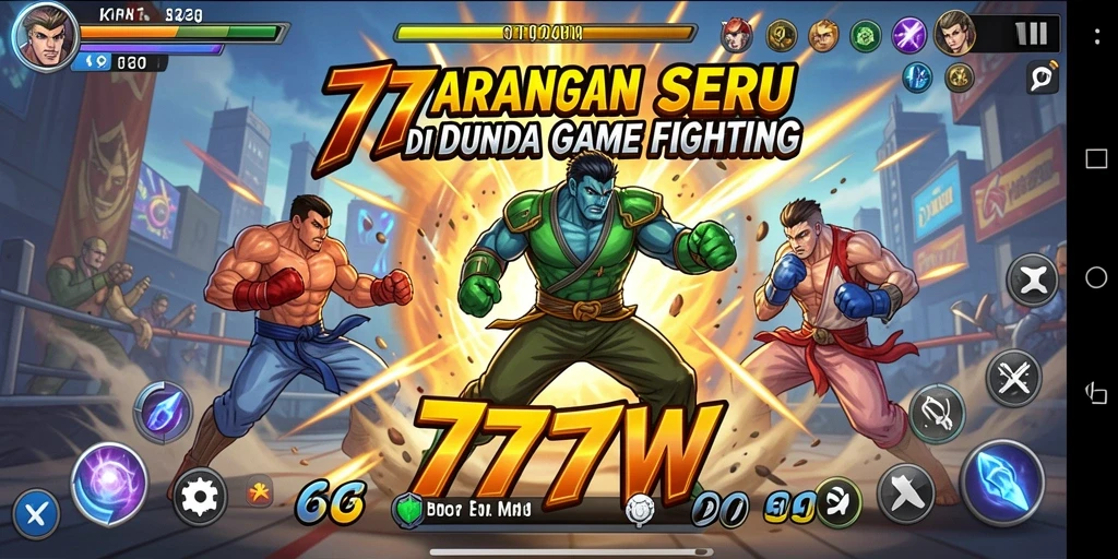 Screenshot dari gameplay <strong>7777W</strong> menampilkan pertarungan yang mendebarkan dan karakter yang kuat.