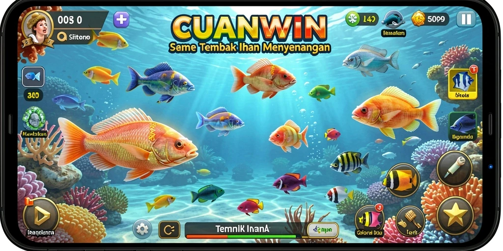Screenshot gameplay CUANWIN menampilkan aksi menembak ikan yang seru.