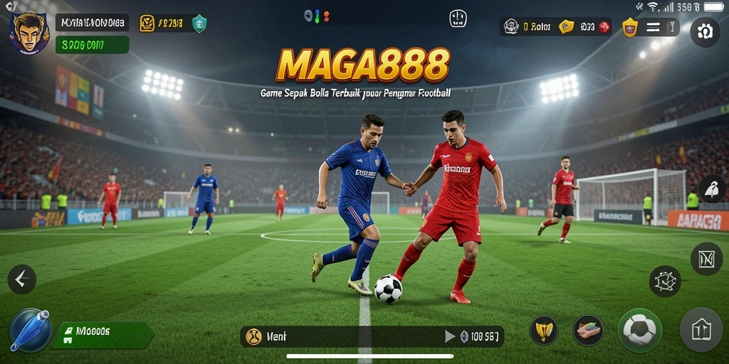 Tampilan gameplay seru dari MAGA888 dalam aksi sepak bola.