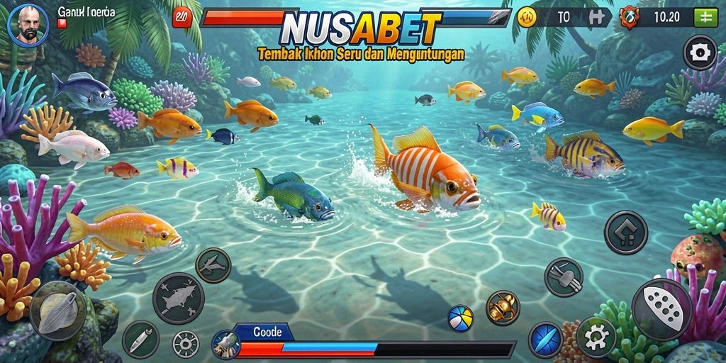 Screenshot NUSABET menampilkan gameplay seru Tembak Ikan.
