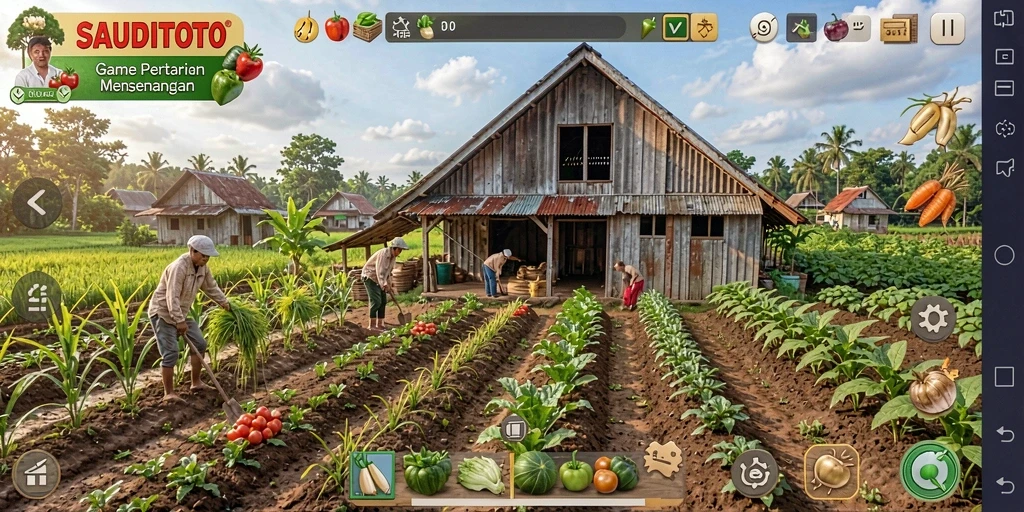 Tampilan menarik gameplay di SAUDITOTO dengan kebun yang asri.